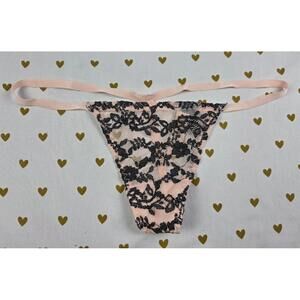 Victorias secret pink lace v string thong OSFA one size NWT PANTIES